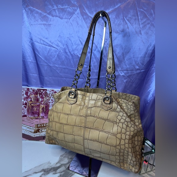 Coach Ashley Vintage F17661 Camel Beige Alligator Leather Carry all Tote Bag - Picture 9 of 12